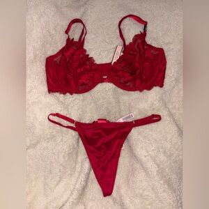 Victoria's Secret Red Lace Bra Set